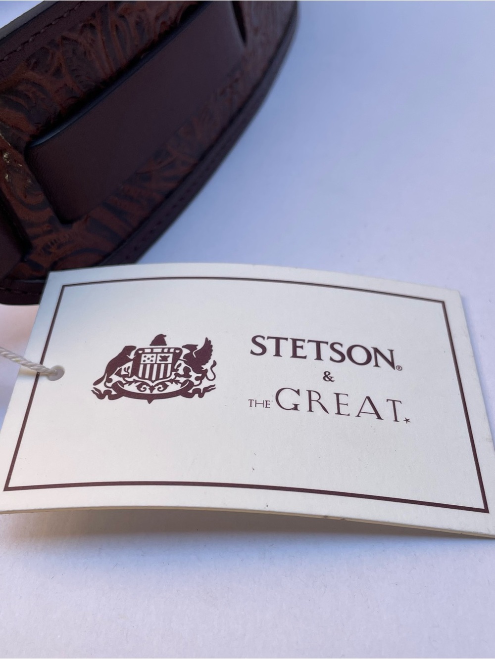The Great Stetson Brown Tooled Leather Western Belt NWT Original Packaging - Picture 5 of 11